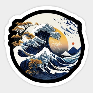 Japanese Art Style Great Wave off Kanagawa Sticker